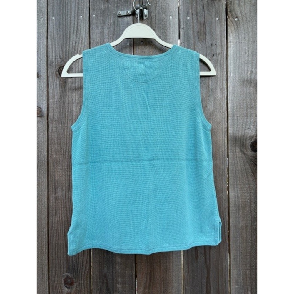 Original‎ Island Sport Y2K Aqua Knit Tank Top Sleeveless Silk Cotton Blend - Picture 2 of 4